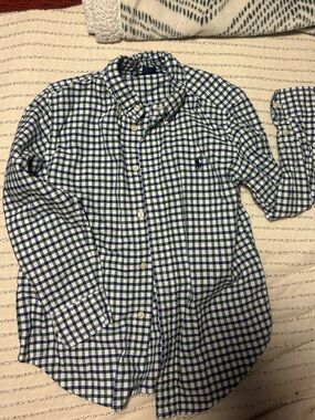 Boys Checked Button-Down Shirt - Blue & Green
